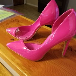 Fuchsia patent and clear stilettos size 6